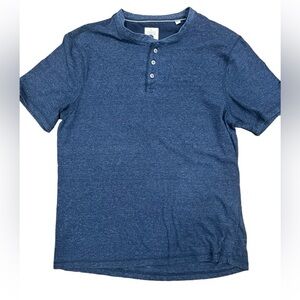 Copper & Oak Men’s Henley Short Sleeve Shirt Blue Size M